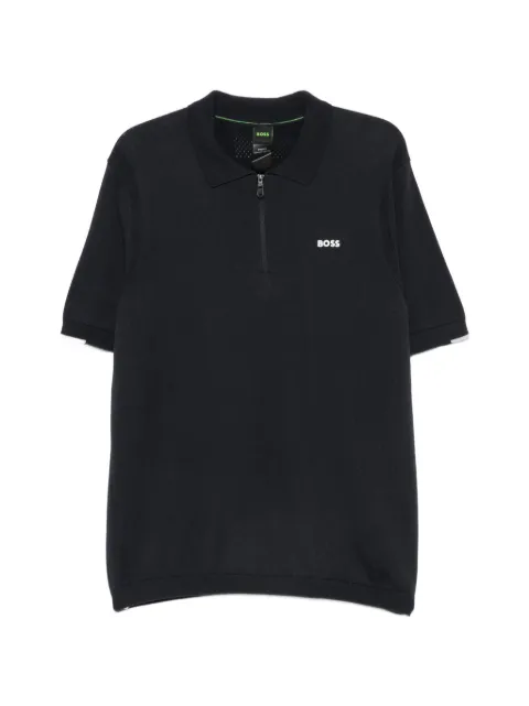 BOSS zip-fastening logo-print polo shirt Blue 50558344