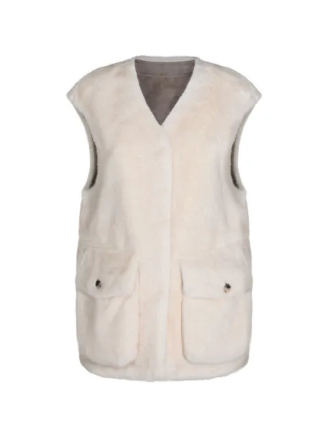 Urbancode faux-fur V-neck coat Neutrals BJ20370CASHEWANDCREAM