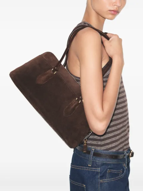 Tory Burch Lock suede East-West satchel Brown 186919