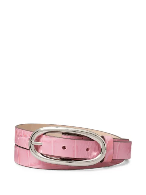 Tory Burch pierced embossed croc large buckle belt Pink 183037