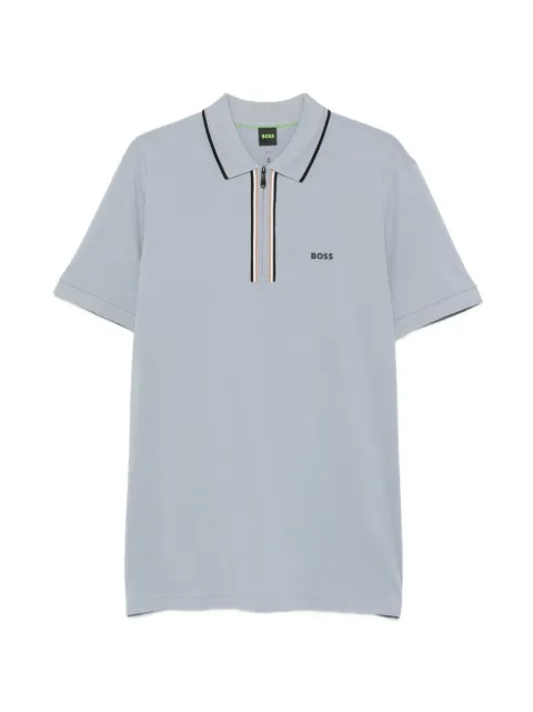 BOSS logo-print short-sleeve polo shirt Grey 50555698