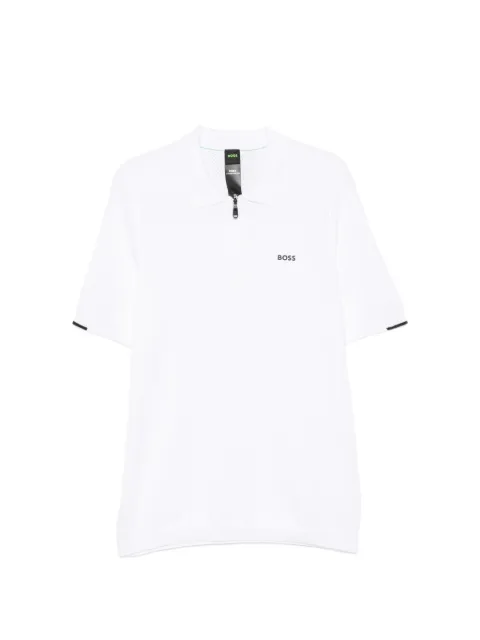 BOSS Ever-X zip-fastening logo-print polo shirt White 50558344