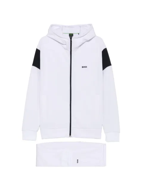 BOSS logo-print colour-block tracksuit White 50569918
