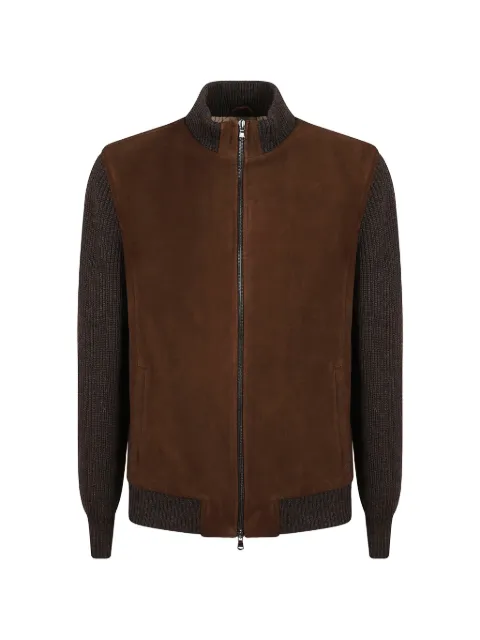 Barba panelled leather jacket Brown BU440700008