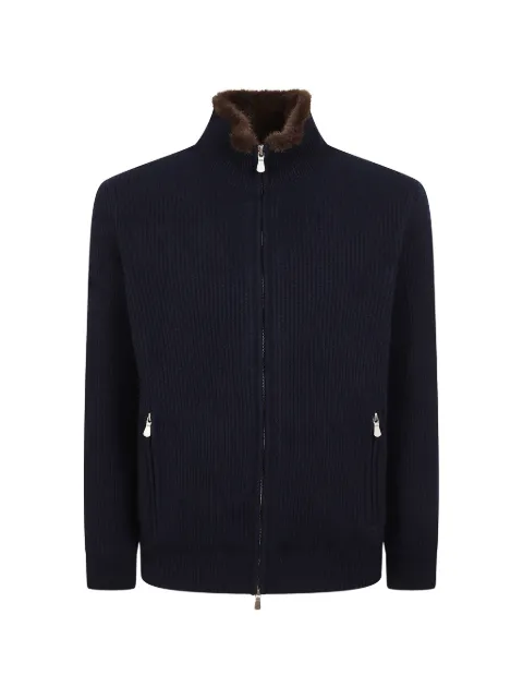 Barba ribbed-knit zip-up sweater Blue 1558123546