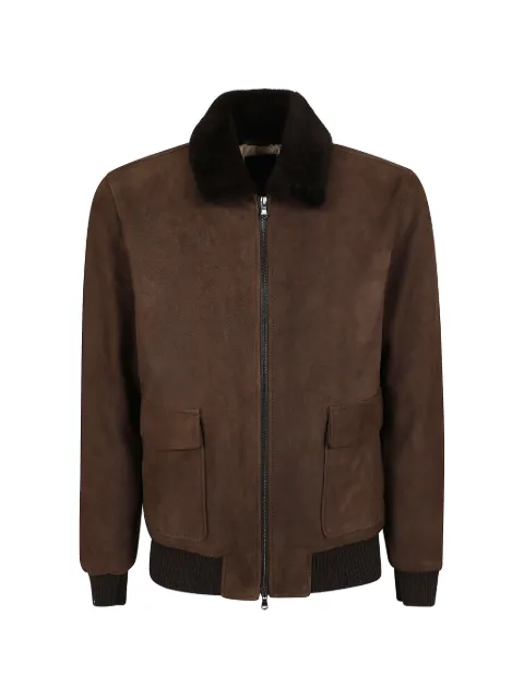 Barba shearling-collar bomber jacket Brown BU443400035