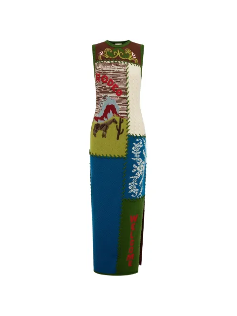 ALEMAIS Lasso patchwork knitted maxi dress Blue 8022D