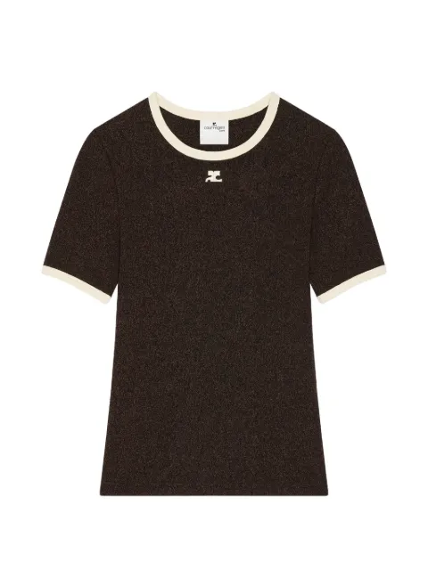 Courrèges heather contrast-trim T-shirt Brown 426JTS017JS0262