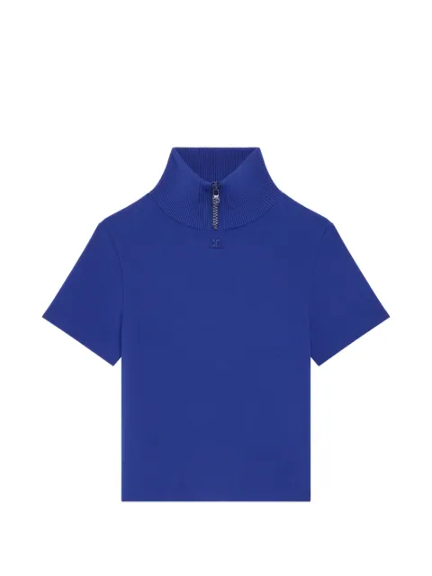 Courrèges Milano knit ribbed-collar top Blue 426MTO584FI0001