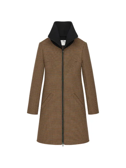 Courrèges houndstooth-pattern high-collar coat Brown 426CMA323VI0105
