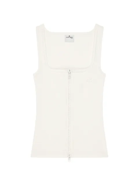 Courrèges ribbed-knit zip-up tank top White 426JTS299JS0194