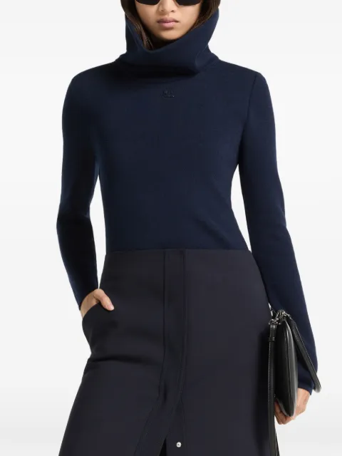 Courrèges logo-patch high-neck sweater Blue 426MPU303FI0090