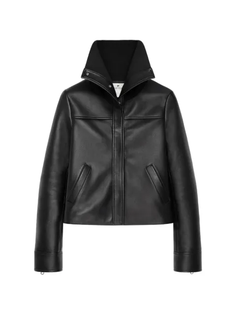 Courrèges high-collar leather jacket Black 426LOW004AG0047