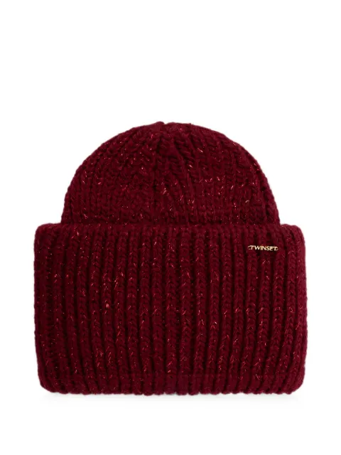 TWINSET knitted beanie with lurex Red 262TA4620