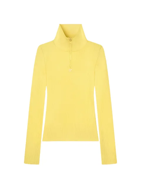 Courrèges zipped rib-knit sweater Yellow 426MPU318FI0001