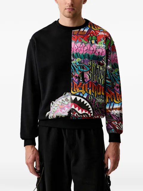 Sprayground Shark graffiti-print sweater Black SP370