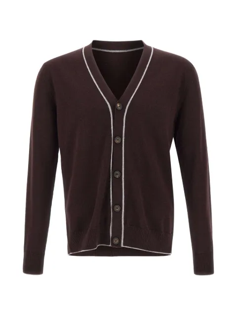 Eleventy piping-detail ribbed-trim cardigan Brown N76MAGN41MAG0N028