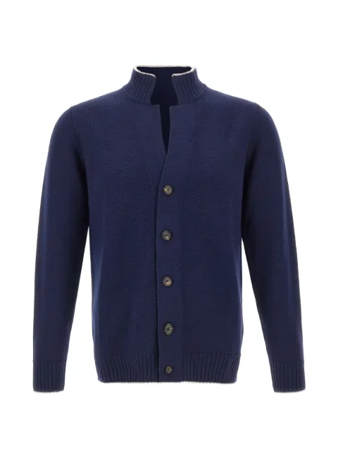 Eleventy ribbed-trim button-up cardigan Blue N76MAGN57MAG0N037