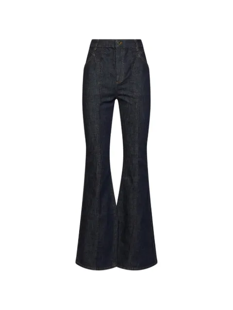 Self-Portrait flared-bottom seam-detail jeans Blue 804PBLBLUE