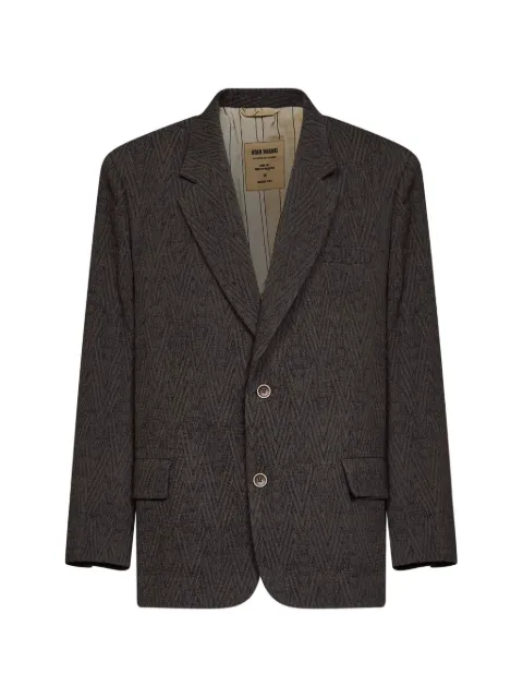 Uma Wang chevron-pattern single-breasted blazer Brown UM6527UW063