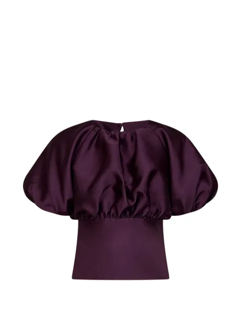 Self-Portrait puff-sleeve cut-out top Purple 010TAPUPURPLE