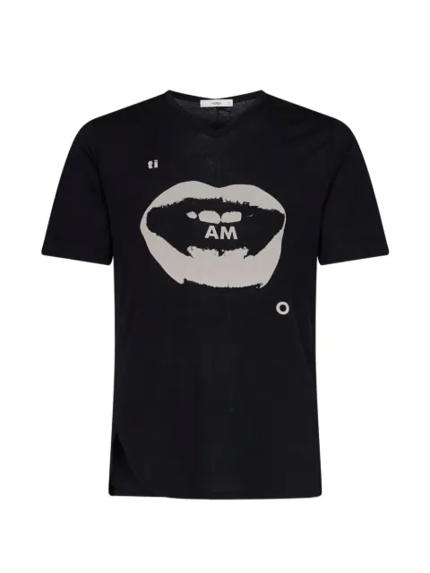 FENDI Ti Amo print side-slit T-shirt Black FY1373AV06F0QA1