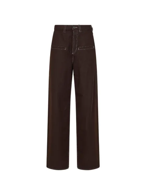 Uma Wang contrast-stitch wide-leg trousers Brown UP3038UW600