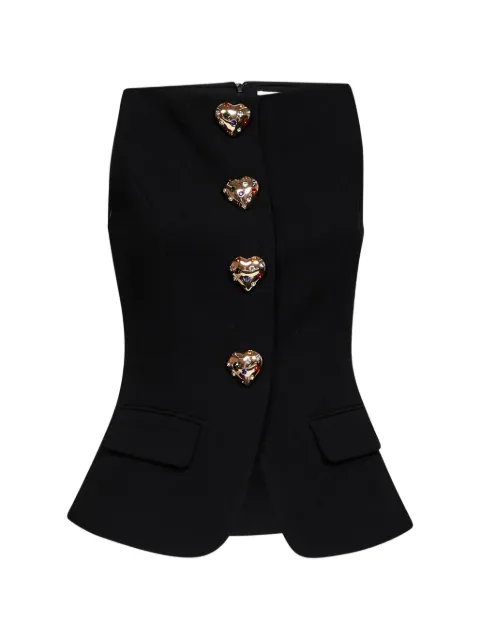Self-Portrait crystal-embellished peplum top Black 062TBBLACK
