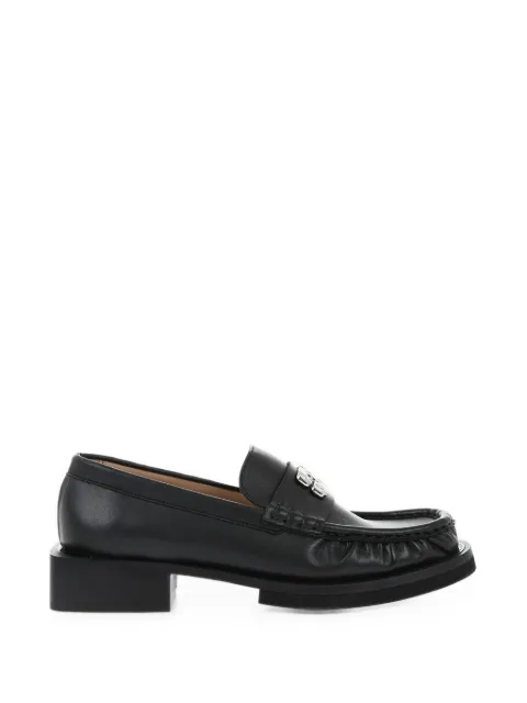 GANNI logo-plaque leather loafers Black S24654621