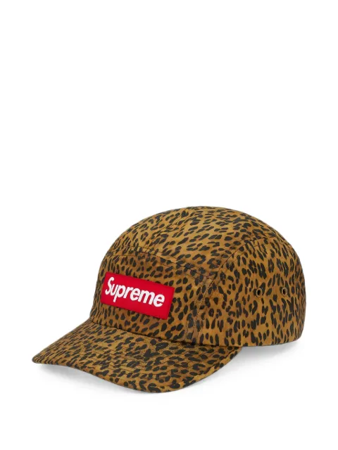 Supreme waxed leopard-print camp cap Brown SUPBARBOURWCCLEO