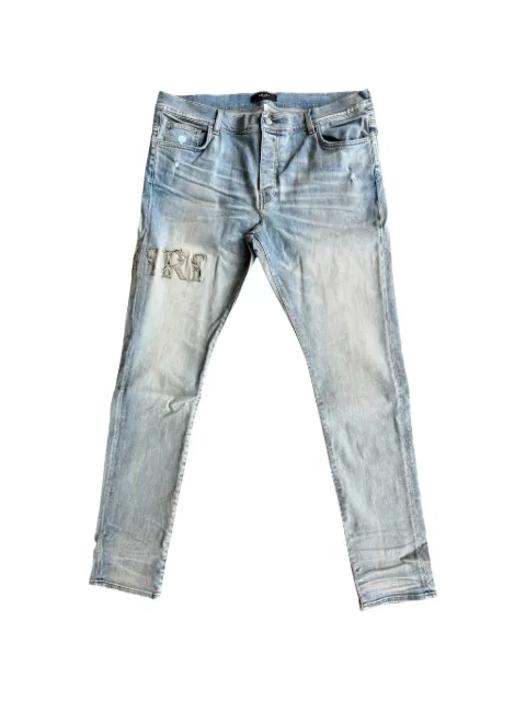 AMIRI Baroque Varsity logo jeans Blue AMR010