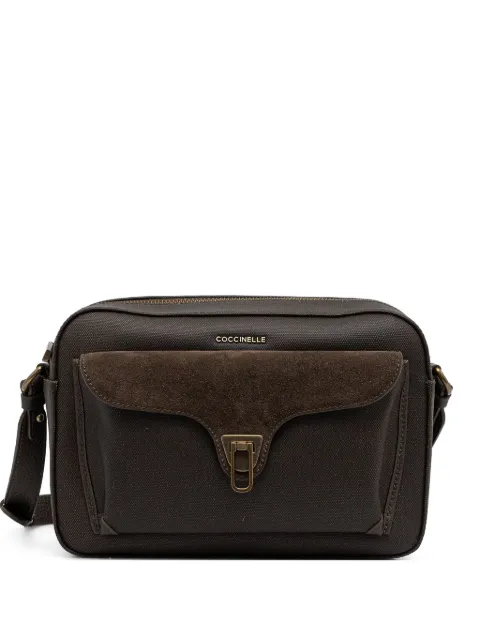 Coccinelle Beat suede-panel cross-body bag Green E1V3L150601