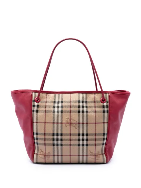 Burberry Pre-Owned 2000-2017 Small Haymarket Check Coated Canvas and Calfskin Canterbury tote bag Red TXLKHR65IZBOWM8R