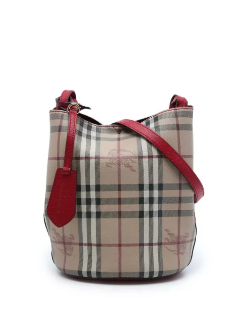 Burberry Pre-Owned 2000-2017 Haymarket Check Coated Canvas Lorne bucket bag Red BPF8PO9MZAE5JZWW