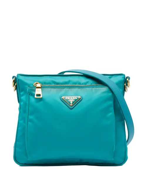 Prada Pre-Owned 2013-2026 Saffiano Trimmed Tessuto Zip Top crossbody bag Blue CJ1TWJWWYMCS3R4L