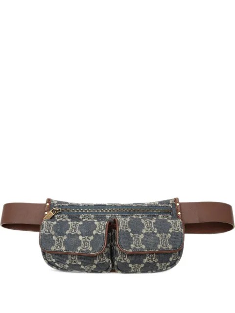 Celine Pre-Owned 20th Century Macadam Denim Double Pocket belt bag Blue TXB9LRF7JOU8GSQ6