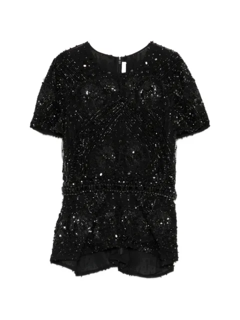 Naeem Khan bead-embellished peplum top Black 6062CB26