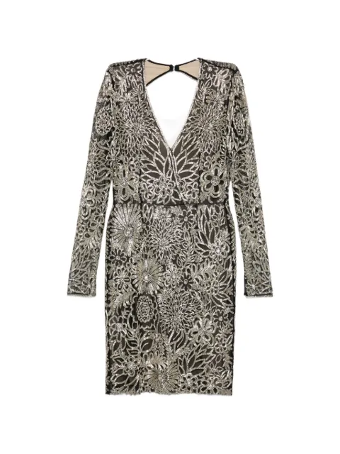 Naeem Khan floral-beaded V-neck dress Black FD148026