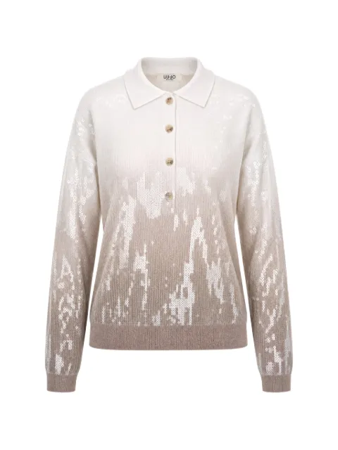 LIU JO sequin-embellished ombré polo shirt White WF6179MS49IL9203