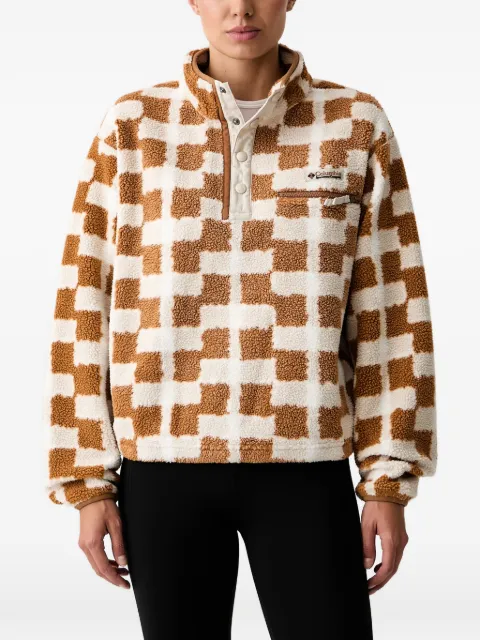 Columbia Helvetia checkerboard fleece sweater Brown 2098501
