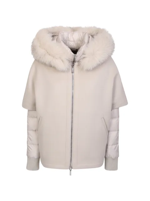 Moorer Pegaso fur-trim hooded jacket Neutrals MODGI300009U0118