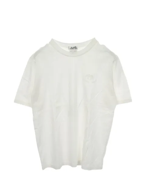 Hermès Pre-Owned 2010s logo-embroidered T-shirt White 1095536