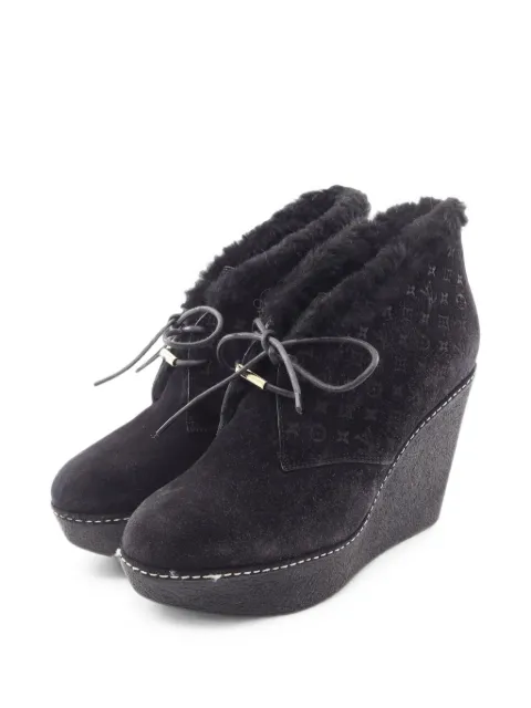 Louis Vuitton Pre-Owned 2016 Monogram wedge boots Black 1086570MA0156