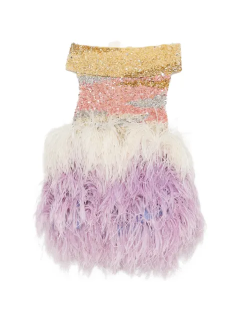 GEORGES HOBEIKA embellished feather-skirt dress Purple 67SD2602