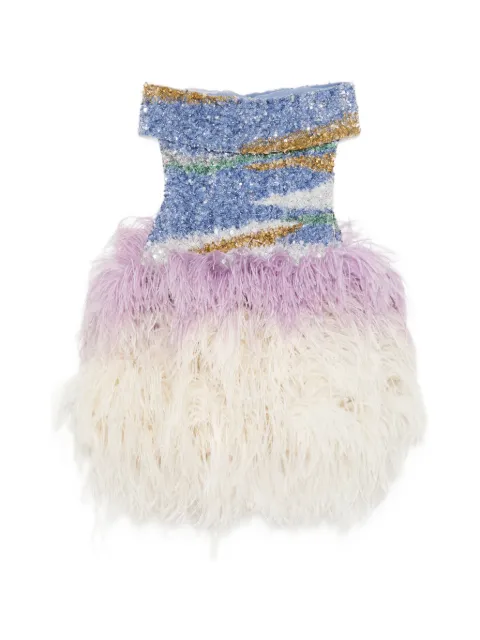 GEORGES HOBEIKA embellished feather-skirt dress Neutrals 67SD2601