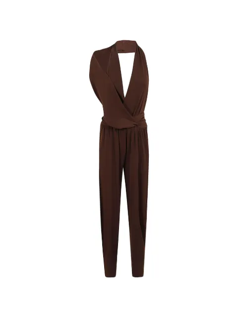 THE ANDAMANE Astra halterneck draped jumpsuit Brown T200124ATJP199