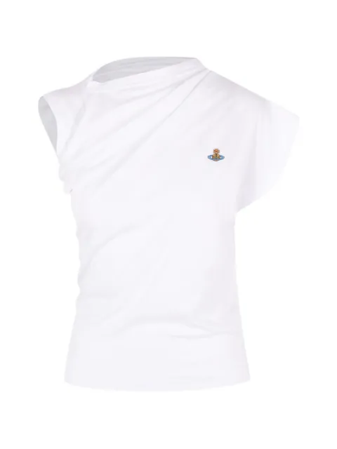 Vivienne Westwood Hebo asymmetrical embroidered Orb top White 1504000AJ00BLA401