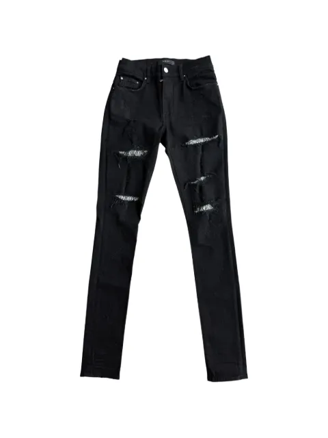 AMIRI zebra-patch crystal-embellished jeans Black AMR005