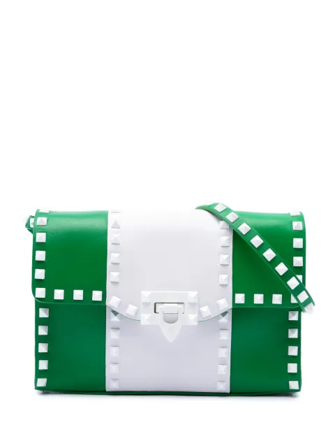 Valentino Garavani Pre-Owned 2000-2017 Medium Leather Colorblock Rockstud Flip Lock crossbody bag White 1T2JLU8XNGIUTJUM