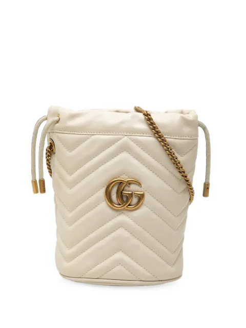 Gucci Pre-Owned 2000-2015 Small GG Marmont Matelasse Calfskin bucket bag White H8FAA3UI9213ADAY